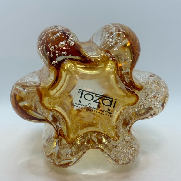 Tozai Home Murano Bullicante Style Art Glass Amber - Picture 5 of 5
